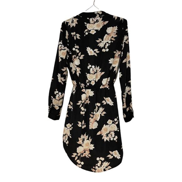 Rue 21 Lace Up Front Hi-Lo Hem Floral Dress Black with Beige Roses XS - Picture 5 of 6